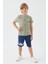 Shaped Small Writing Açık Haki Erkek Çocuk Bermuda Takım 3