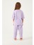 Thin Strip Lila Kız Çocuk Kısa Kol Pijama Takım 5