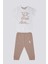 Writing Pattern Krem Vizon Bebek T-shirt Takım 1