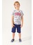 Flowered Details Krem Erkek Çocuk Bermuda Takım 2