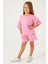 Plain Open Naive Toz Pembe Kız Çocuk Şort Takım 2