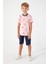 Palm Tree Details Pembe Erkek Çocuk Bermuda Takım 1