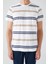 Stripped Krem Erkek Pantolon Şort Tshirt 3lü Takım 4