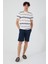 Stripped Krem Erkek Pantolon Şort Tshirt 3lü Takım 1