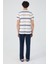 Stripped Krem Erkek Pantolon Şort Tshirt 3lü Takım 5