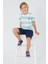 Stripe Pattern Çam Yeşili Erkek Çocuk Bermuda Takım 1