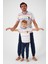 Bird Pattern Krem Erkek Çocuk Kısa Kol Pijama Takım 4