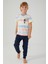 Bird Pattern Krem Erkek Çocuk Kısa Kol Pijama Takım 5