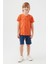 With Bird Pattern Turuncu Erkek Çocuk Bermuda Takım 1