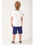 Coffee With White Stripe Krem Erkek Çocuk Bermuda Takım 5