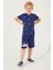 Shaped Small Writing Lacivert Erkek Çocuk Bermuda Takım 2