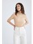 Slim Fit Yarım Balıkçı Yaka Fitilli Kaşkorse Kısa Kollu Tişört V6845AZ23SP 4