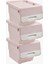 Motek Organızer Tekerlekli Eşya ve Erzak Kutusu 3X33 LT-MT05 Pembe+Beyaz 1
