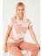 Cute Bej Kadın Kısa Kol Pijama Takım 4