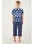 Diagonal Lacivert Kadın Kısa Kol Pijama Takım 5