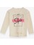 Kız Çocuk Uzun Kollu Tişört Taşlı Yazı Baskılı 6-12 Yaş, Krem 4