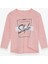 Kız Çocuk Uzun Kollu Tişört Taşlı Yazı Baskılı 6-12 Yaş, Somon Melanj 1