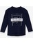 Kız Çocuk Uzun Kollu Tişört Taşlı Yazı Baskılı 6-12 Yaş, Lacivert 1