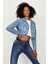 Kadın Düğmeli Crop Denim Ceket 1
