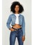 Kadın Düğmeli Crop Denim Ceket 4