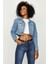 Kadın Düğmeli Crop Denim Ceket 5
