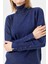 Kadın Tam Balıkçı Yaka Kol Ucu Yırtmaçlı Kazak Lacivert 3