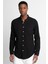 Slim Fit Uzun Kol Biyeli Yaka Düğmeli Keten Erkek Gömlek - Tudors 1