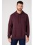 Oversize Fit Rahat Kesim %100 Pamuk Kapüşonlu Yaka Bordo Sweatshirt 3