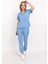 Bebe Mavi Soft Likralı Jogger Alt Üst Takım Doktor Hemşire Scrubs Üniforma 1