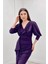 Simli Kumaş Balık Model Volan Detaylı Abiye Elbise - Patlıcan Mor 3