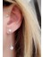 Swarovski Taşlı 925AYAR Gümüş Rose Tasarım Küpe 1