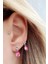 Pembe Swarovski Taşlı 925AYAR Gümüş Küpe 2