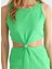 Yeşil Kadın Bisiklet Yaka Kolsuz Mini Dar Armürlü Elbise ALSOY 4