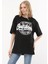 Kadın Bisiklet Yaka Dijital Baskılı Siyah Renk T-Shirt 2