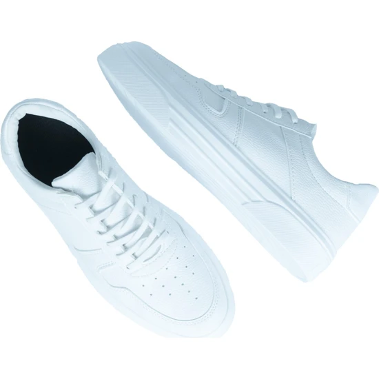 Elevold Beyaz Renk +7cm Boy Uzatan Gizli Topuklu Spor Ayakkabı Erkek Sneaker