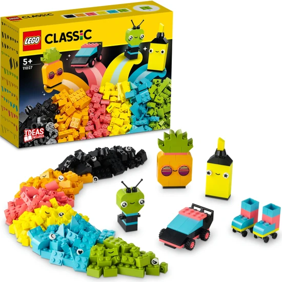LEGO® Classic Yaratıcı Neon Eğlence 11027 - 5 Yaş ve Üzeri Çocuklar için Canlı Renkli Parçalar İçeren Yaratıcı Oyuncak Yapım Seti (333 Parça)