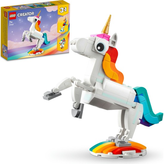 LEGO® Creator Sihirli Tek Boynuzlu At 31140 - 7 Yaş ve Üzeri Çocuklar için Tek Boynuzlu At, Denizatı ve Tavus Kuşu İçeren Yaratıcı Oyuncak Yapım Seti (145 Parça)