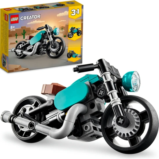 LEGO® Creator Klasik Motosiklet 31135 - 8 Yaş ve Üzeri Çocuklar için Sokak Motosikleti ve Dragster Modelleri İçeren Yaratıcı Oyuncak Yapım Seti (128 Parça)