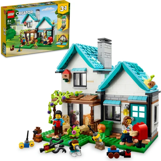 LEGO® Creator Şirin Ev 31139 - 8 Yaş ve Üzeri Çocuklar için Aile Evi, Kanal Evi ve Göl Evi İçeren Yaratıcı Oyuncak Yapım Seti (808 Parça)