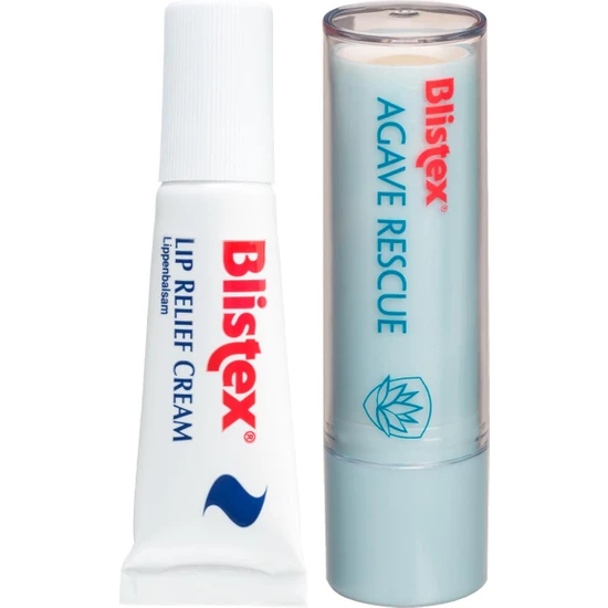 Blistex Çatlak Dudaklara Lip Relief Cream SPF15 6ml + Agave Rescue Nemlendirmeyi Destekleyen Kurtarıcı Dudak Kremi 3.7gr