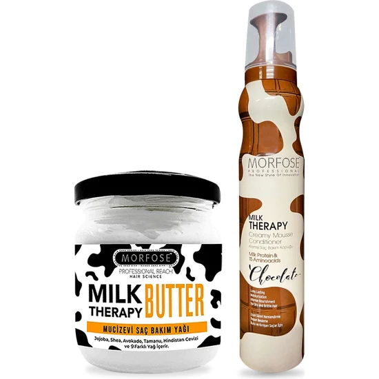 Morfose Milk Therapy Saç Köpüğü Chocolate 200 Ml+Milk Therapy Butter Yağ Içeren Mucizevi Saç Bakım Kremi