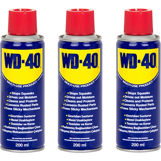 3 adet Wd 40 Çok Amaçlı Pas Sökücü,Yağlayıcı 200 ml