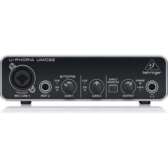 Behringer UMC22 Midas Mikrofon Preamfi 2x2 USB Ses Kartı Fiyatı