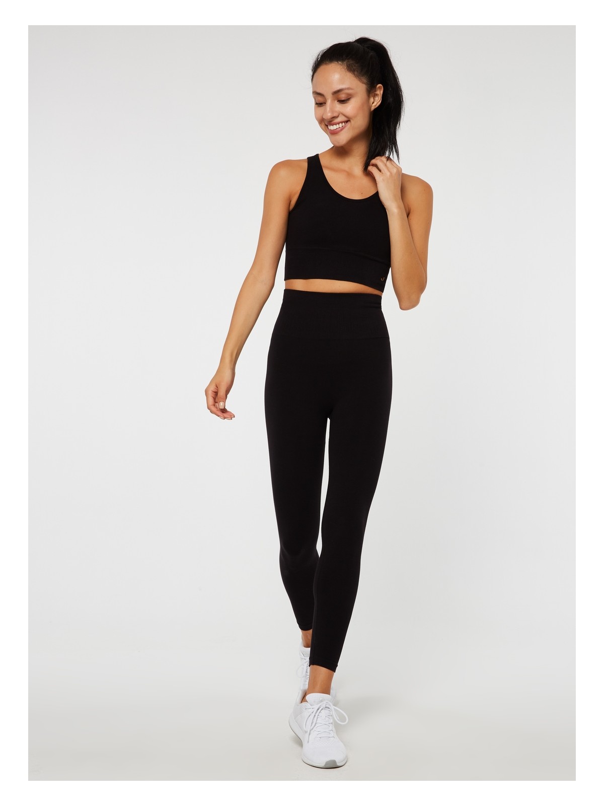 Jerf Luz Kemeri Rip Detaylı Yüksek Bel, Sıkılaştırıcı Tayt Siyah