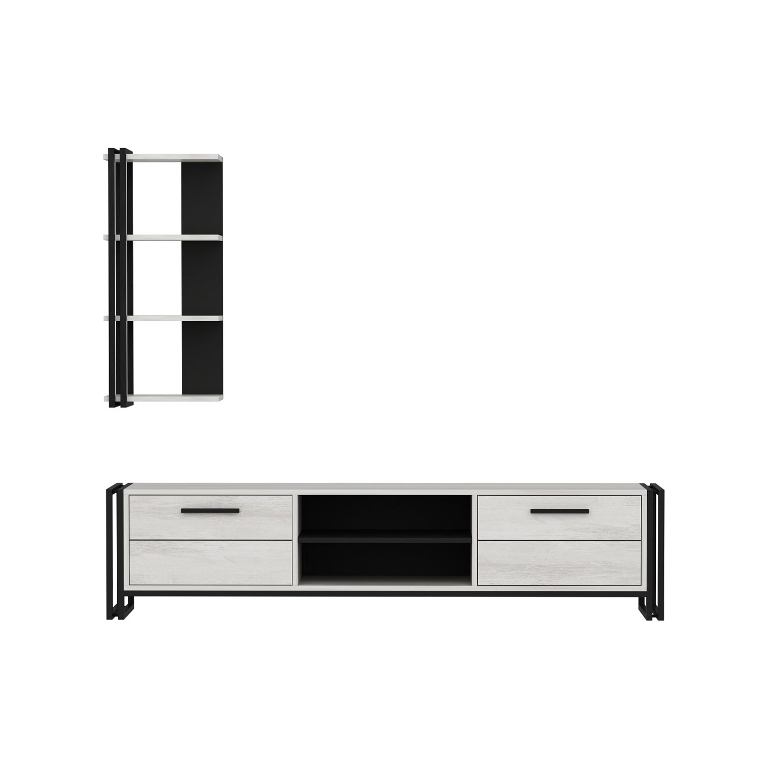 Minar Lesa Metal Ayaklı Tv Ünitesi Eskitme Beyaz Fiyatı