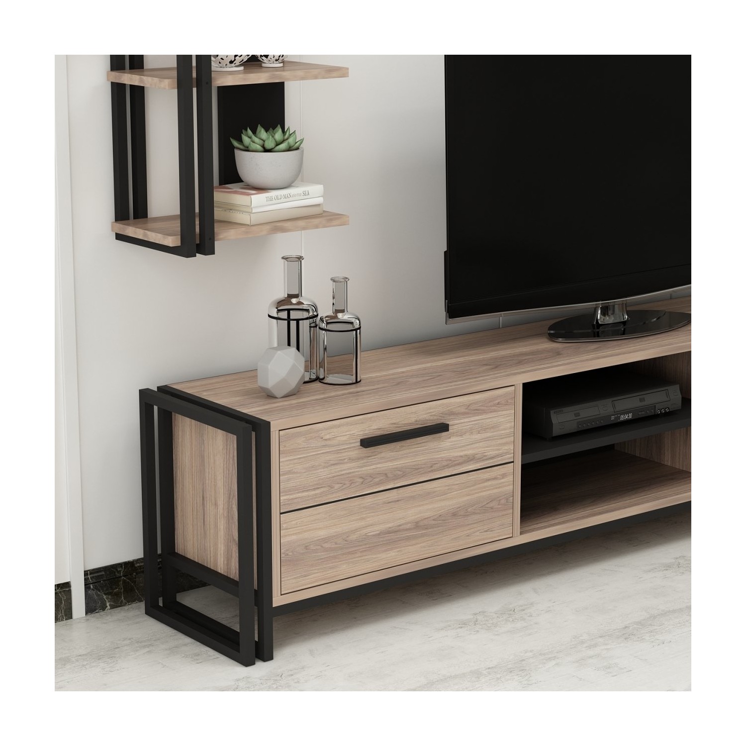 Minar Lesa Metal Ayaklı Tv Ünitesi Kaman/Siyah Fiyatı