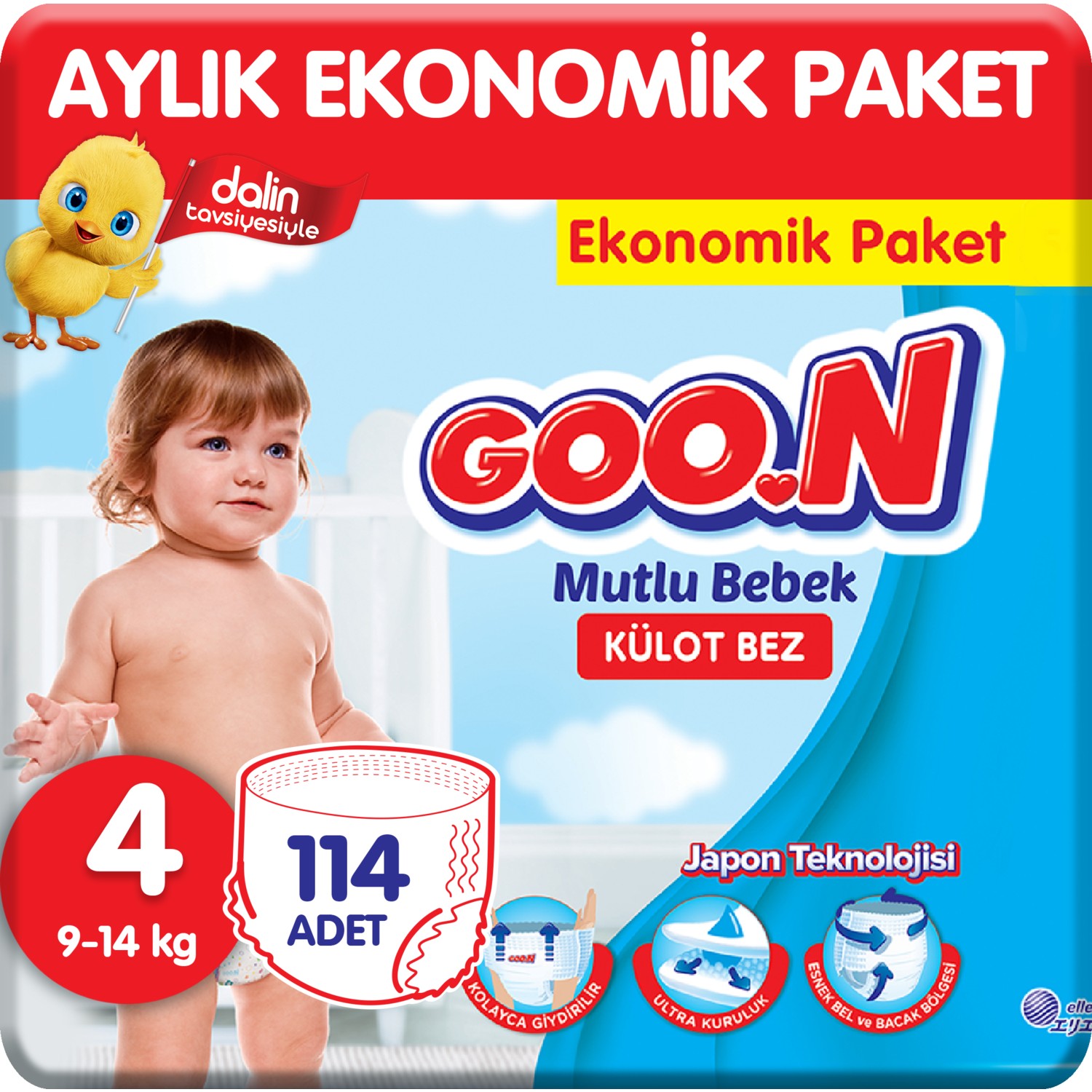 Goon Mutlu Bebek Külot Bez 4 Beden Aylık Ekonomik Paket 114 Fiyatı