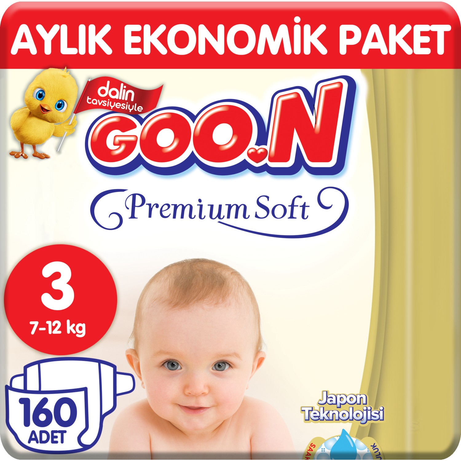 Goon Premium Soft Bebek Bezi 3 Beden Aylık Ekonomik Paket