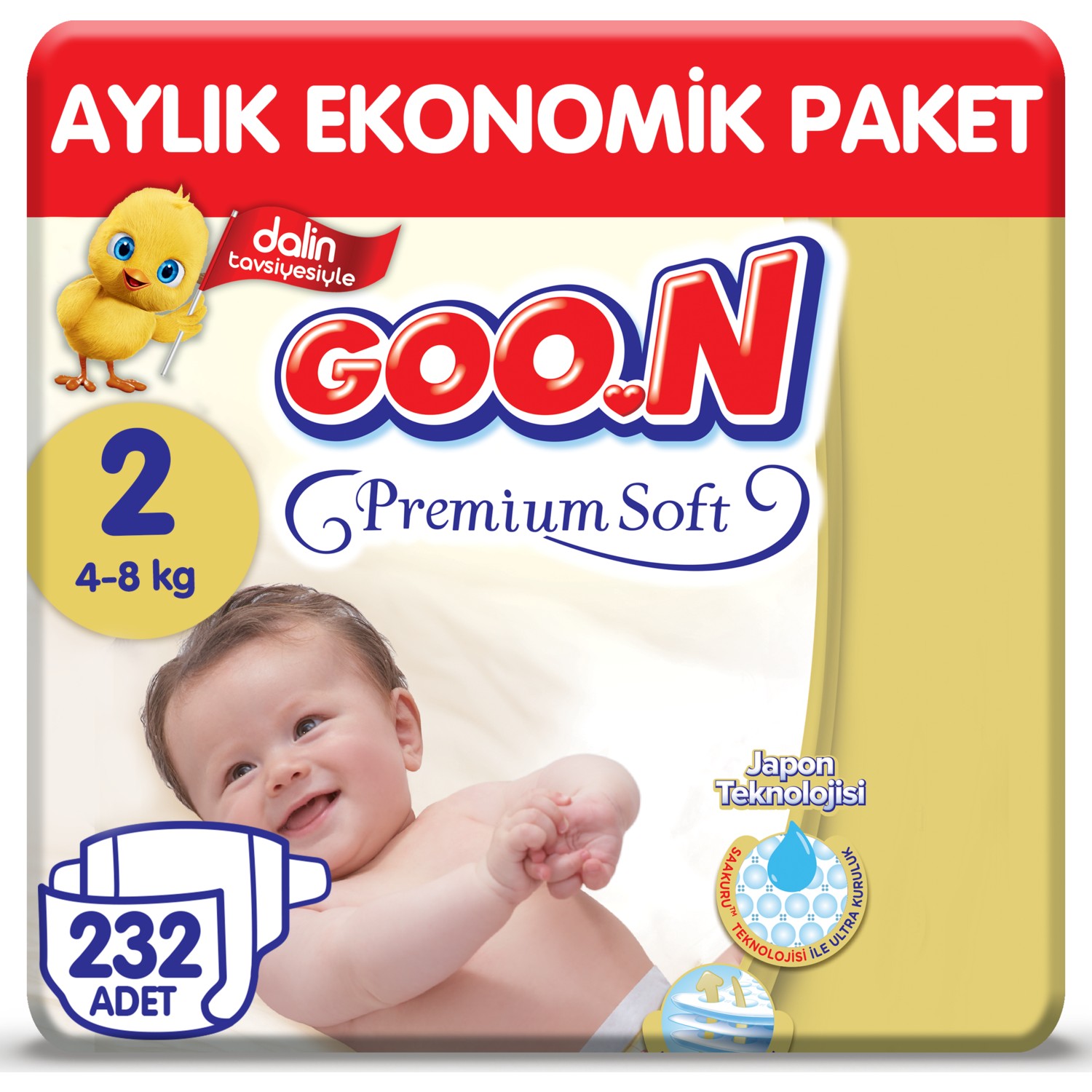 Goon Premium Soft Bebek Bezi 2 Beden Aylık Ekonomik Paket