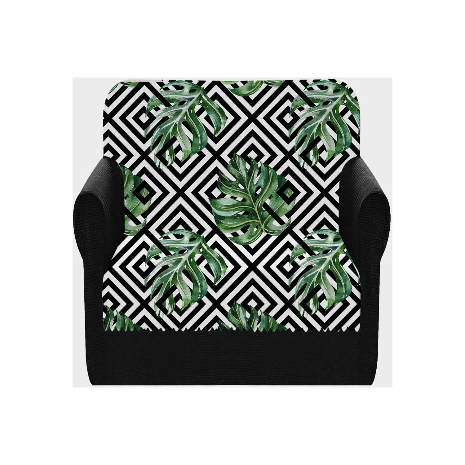 Else Yeşil Yapraklı Karo Desenli Kanepe Çekyat Koltuk Örtüsü Fiyatı